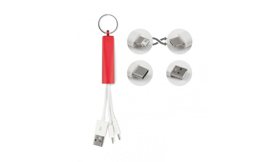 Llavero con cables para cargar Brilla rojo