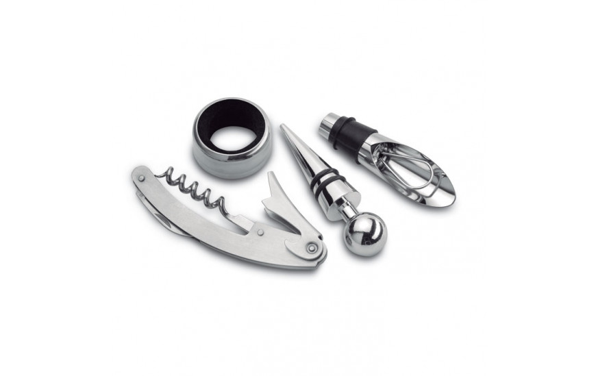 Set de vino en caja de metal Winory plata mate