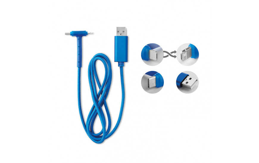 Cable de carga 3 en 1 Cable stand azul royal