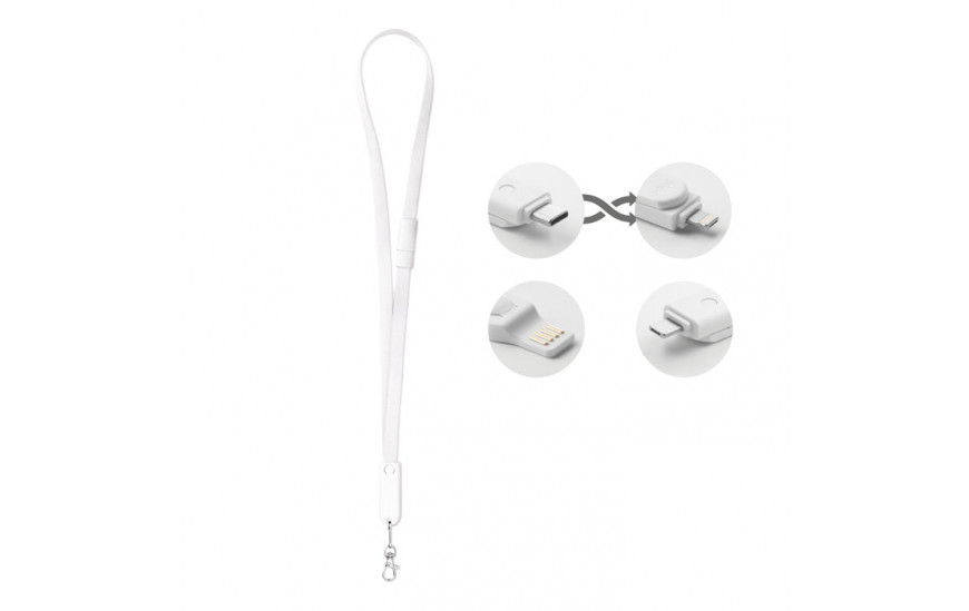 Cable lanyard 3  en 1 Cableyard blanco